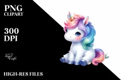 Baby Unicorn Watercolor| Clipart Product Image 1