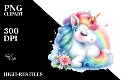 Vibrant Unicorn Watercolor Clipart Product Image 1