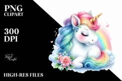 Vibrant Unicorn Watercolor Clipart Product Image 1