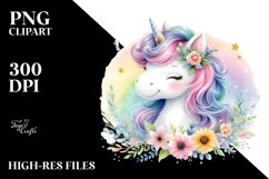 Vibrant Unicorn Watercolor Clipart Product Image 3