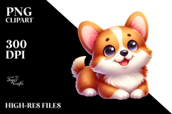 Happy Cartoon Pembroke Welsh Corgi PNG Product Image 2