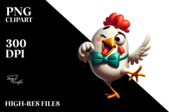 Cute Chicken with Bow Tie, Vector Art Product Image 2