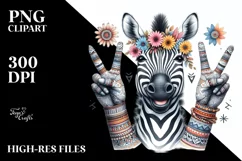 Detailed Zebra Victory Sign Sublimation Clipart Product Image 3