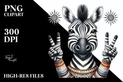 Detailed Zebra Victory Sign Sublimation Clipart Product Image 3