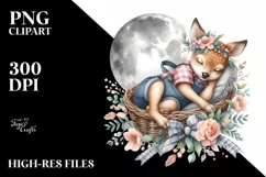 Summer Baby Deer on Moon | Sublimation | Clipart Product Image 4