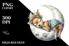 Summer Baby Deer on Moon | Sublimation | Clipart Product Image 4
