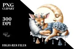 Summer Baby Deer on Moon | Sublimation | Clipart Product Image 2