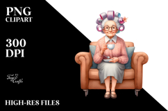 charming old lady hair curlers | Clipart Product Image 2