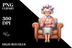 charming old lady hair curlers | Clipart Product Image 1