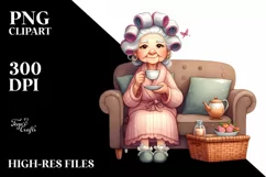 charming old lady hair curlers | Clipart Product Image 3