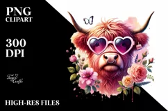 Detailed Pink Highland Cow with Large Heart Shaped Product Image 2