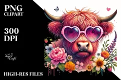 Detailed Pink Highland Cow with Large Heart Shaped Product Image 2