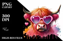 Detailed Pink Highland Cow with Large Heart Shaped Product Image 2