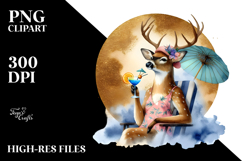 Happy Deer in Beachwear Drinking Cocktail Product Image 2