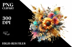 Colorfull Bouquet with Sunflower and Splash | Clipart Product Image 3