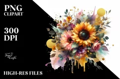 Colorfull Bouquet with Sunflower and Splash | Clipart Product Image 3