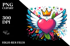 Paintbrush Style Heart with Wings PNG Product Image 2