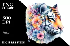 Tiger Flowers Watercolor Clipart Product Image 1