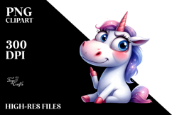 Expressive Unicorn with Big Eyes PNG Product Image 2