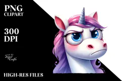 Expressive Unicorn with Big Eyes PNG Product Image 2