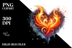 Fire Heart Watercolor PNG Product Image 2