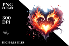 Fire Heart Watercolor PNG Product Image 2