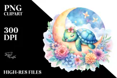 Baby Turtle with Flowers | Sublimation | Clipart Product Image 2