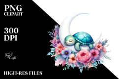 Baby Turtle with Flowers | Sublimation | Clipart Product Image 2