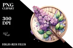 Wooden Stained Lilac Watercolor Sublimation Clipart Product Image 1