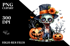 Funny Halloween Zombie Clipart, Transparent PNG Product Image 2