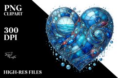 Blue Stained Heart, Watercolor PNG Product Image 2