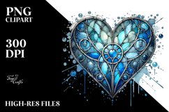 Watercolor Blue Stained Heart PNG Product Image 2