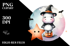 Cute Washed Halloween Hippo PNG Product Image 2