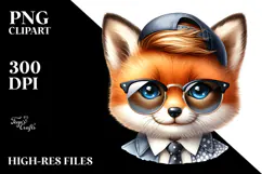 Energetic Baby Fox with Hat and Sunglasses PNG Product Image 2