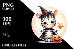 Cute Retro Halloween Zebra PNG Product Image 2