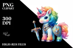 Pastel Baby Unicorn Shield and Sword PNG Product Image 3
