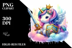 Pastel Baby Unicorn Shield and Sword PNG Product Image 1