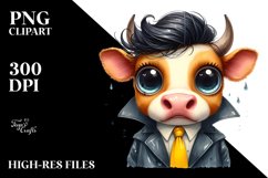 Cow with Tie and Raincoat Standing Up | Clipart | Product Image 3