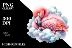 Baby Flamingo Sleeping on Cloud Sublimation Clipart Product Image 1