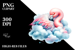Baby Flamingo Sleeping on Cloud Sublimation Clipart Product Image 2