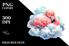 Baby Flamingo Sleeping on Cloud Sublimation Clipart Product Image 2