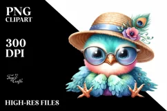 Colorful Cute Baby Peacock Sunglasses | Clipart Product Image 1