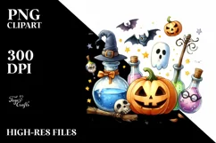 Funny Halloween Magic Potion in Watercolor | Clipart | Product Image 3