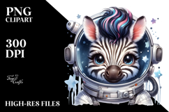 Cute Baby Zebra with Astronaut Helmet PNG Product Image 2