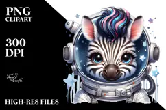 Cute Baby Zebra with Astronaut Helmet PNG Product Image 2