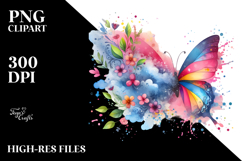 Colorful Butterfly with Splashes, PNG Product Image 2