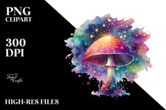 Magical Celestial Mushroom Watercolor Splash | Clipart Product Image 2
