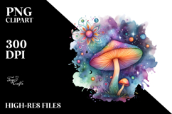 Magical Celestial Mushroom Watercolor Splash | Clipart Product Image 2