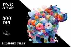 Abstract Watercolor Vibrant Hippo Clipart Product Image 1