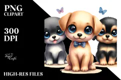 Cute Baby Puppy with Big Eyes Clipart Product Image 2